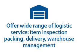 Offer wide range of logistic service:item inspection packing, delivery, warehouse management
